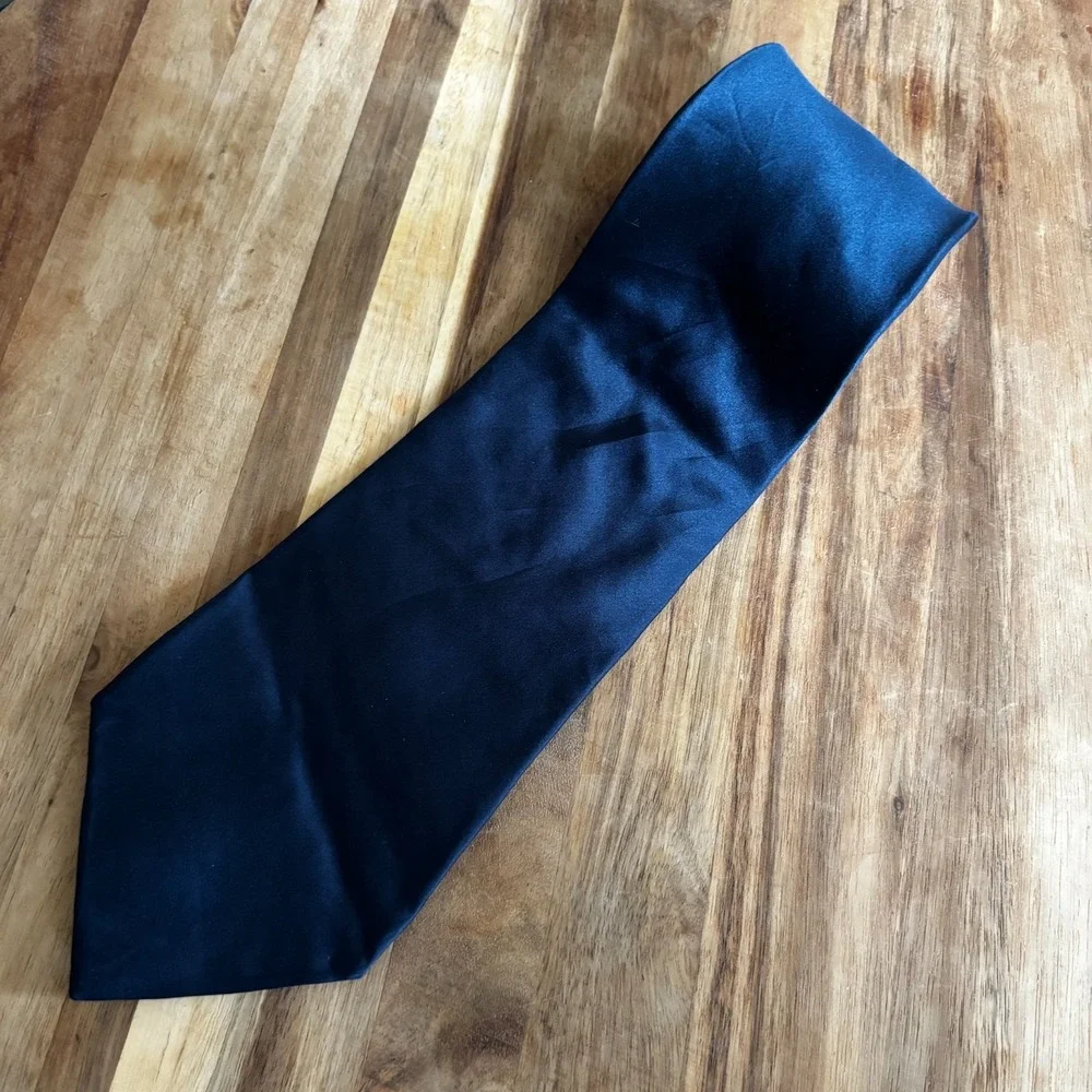 Zylos George Machado Men's Necktie Plain Solid Blue 100% Imported Silk W4